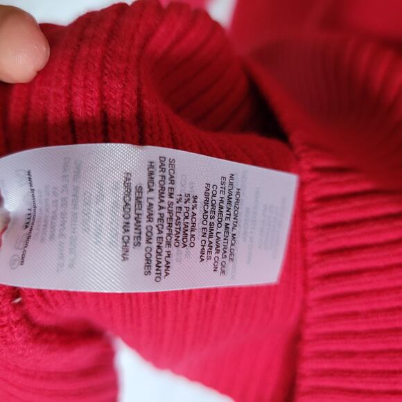 French Connection Cherry Red Turtleneck Midi Bodycon Sweater Dress Size Large - Picture 7 of 11